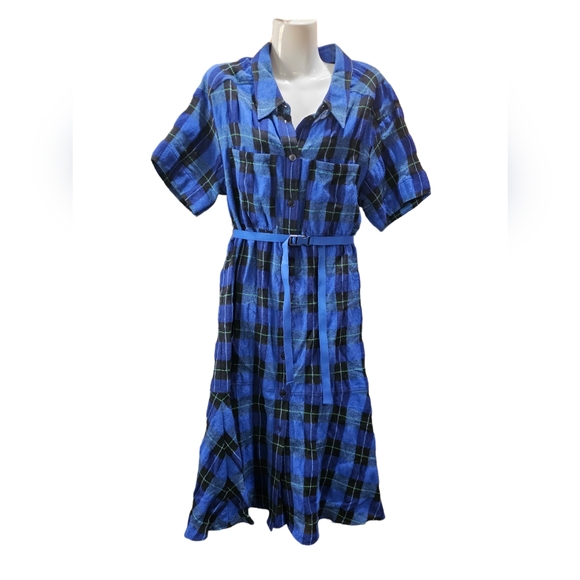 Stella McCartney Plaid Cotton Blend Shirtdress In Blue Size 34 NWT MSRP $1550 - Picture 3 of 10